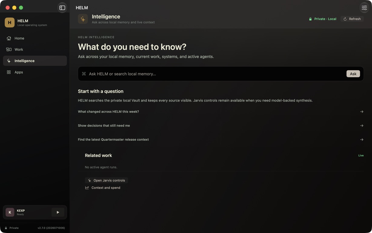 Live capture of HELM Intelligence in the native macOS application