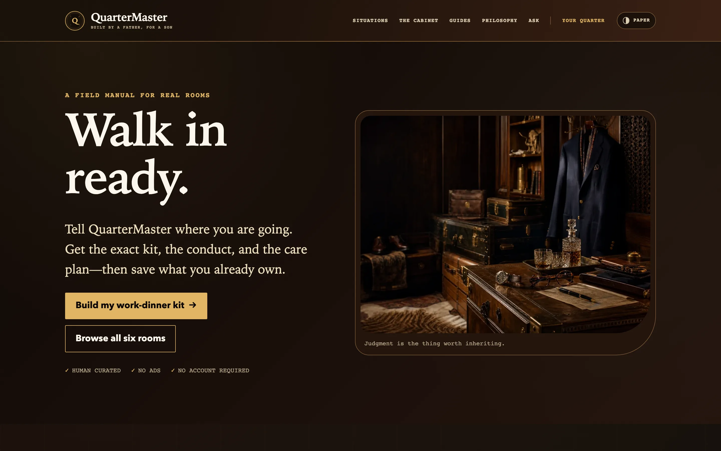 QuarterMaster desktop homepage capture